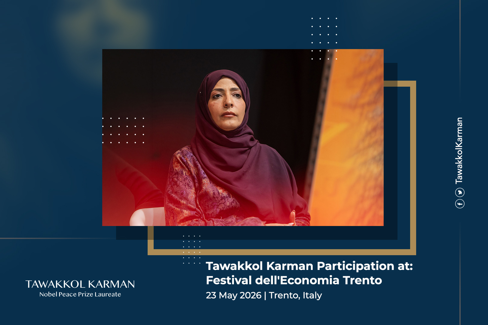 tawakkol Karman participation at Festival dell'Economia Trento 